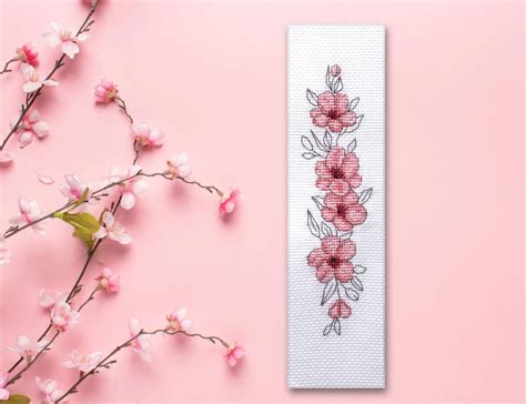 Cross Stitch Pattern Bookmark Cherry Blossom Cherry Flower Etsy