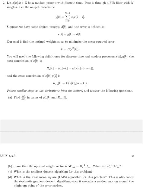 2 Let X[k] K E Z Be A Random Process With Discrete