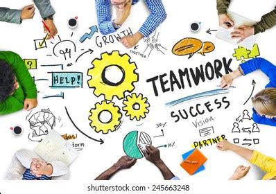 Teamwork Team Together Collaboration Meeting Office Stock Photo