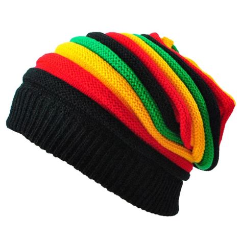 Rasta Slouch Knit Hat Bob Marley Cap Beanie Stripes Colors Flag