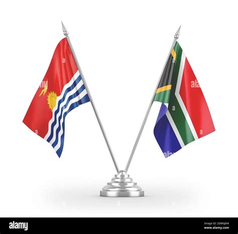 South Africa And Kiribati Table Flags Isolated On White 3D Rendering