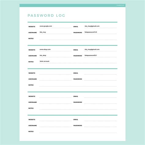 Editable Password Tracker Template | Plan Print Land | Reviews on Judge.me