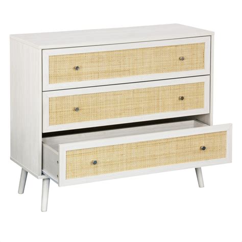 Kubu Rattan 3 Drawer Chest Whitewash Homebase