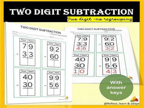 Two Digit Addition And Subtraction With And Without Regrouping Mega