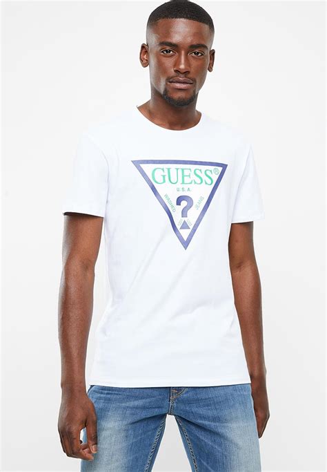 Guess Triangle Short Sleeve Rubber Tee Pure White Guess T Shirts And Vests