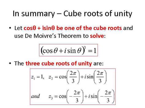 Complex Numbers Nth Roots Using De Moivre S Theorem