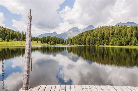 St Moritz Stazersee Bergsee Badesee Holzsteg Stazerwald