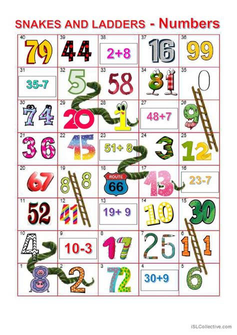 Boardgame - Numbers: English ESL worksheets pdf & doc