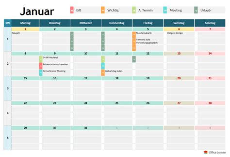 Excel Urlaub Und Terminplaner Monatlich Office Lernen Elopage