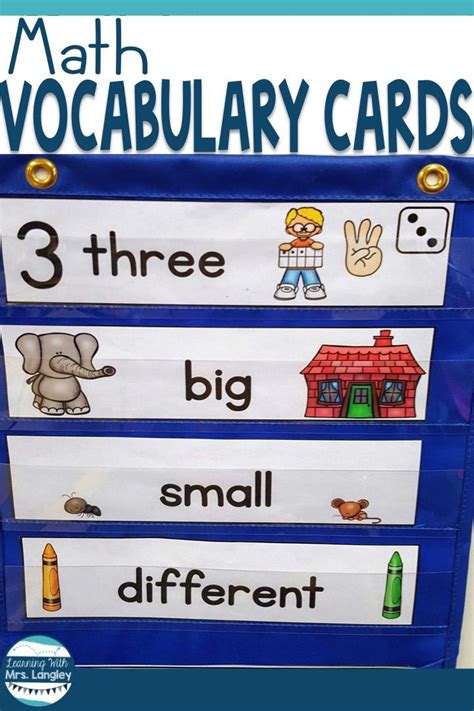 Math Vocabulary Cards for Kindergarten | Math vocabulary, Vocabulary cards, Kindergarten math lesson