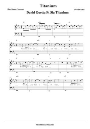 Titanium - David Guetta Free Piano Sheet Music PDF