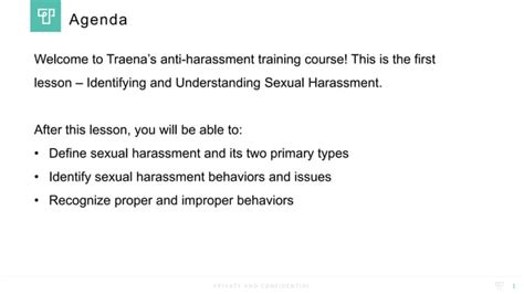 Traena Anti Harassment Training Lesson 1 What Is Harassment Ppt