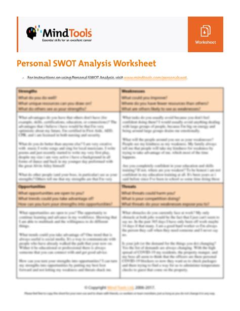 Solution Personal Swot Analysis Worksheettella Studypool