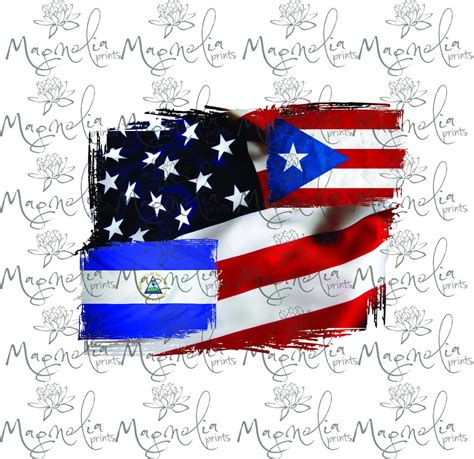 3 Flags Nicaragua Usa Puerto Rico Flag Digital Design File Download Png Etsy