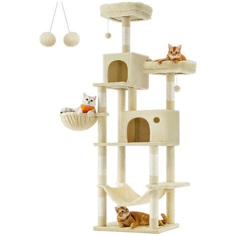 Arbre à Chat Hauteur 199 cm Grande Tour de Jeux Housses de Plate