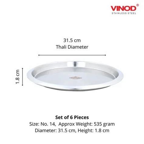 Vinod Stainless Steel Two Tone Plate Lunch Dinner Plate Set Of