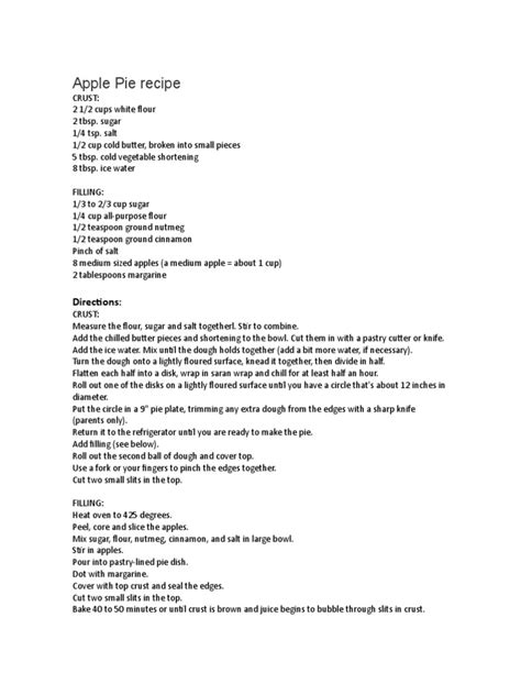 Apple Pie Recipe Directions Pdf