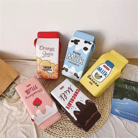 Milk Crossbody Bag Strawberry Milk Bag Milk Carton Purse Etsy