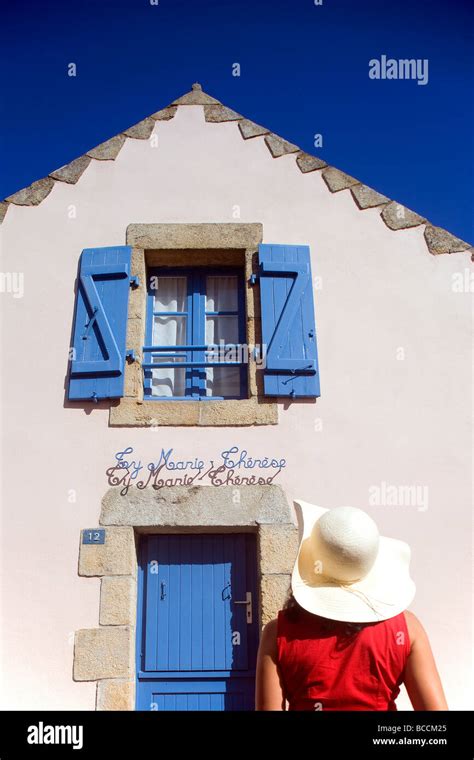 France Morbihan La Trinité sur Mer traditional Breton house Stock