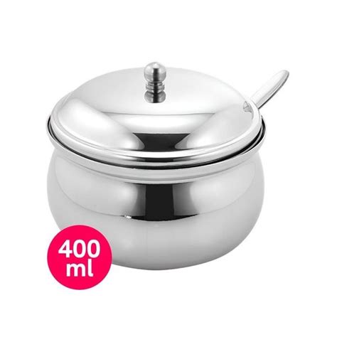 Vinayak Stainless Steel Ghee Pot With Lid Silver 400 Ml 1 Piece