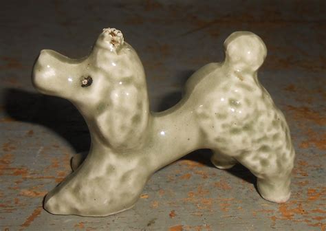 Vintage Figurine Dog Poodle Porcelain Poodle Dog Grey