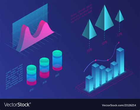 Infographic Isometric Graph Elements Data Vector Image