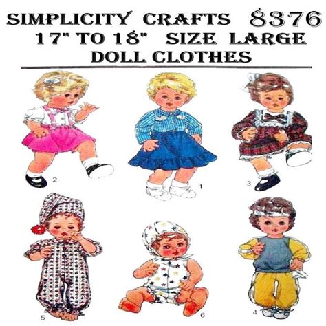 17 to 18 Baby Doll Clothes, Simplicity 8376, Dy Dee Baby PDF Pattern ...