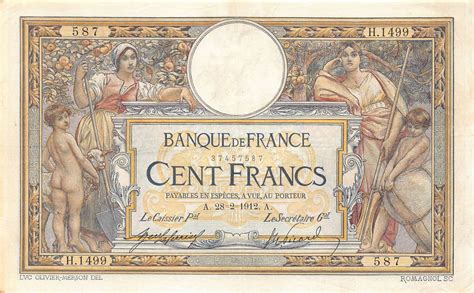 Pièce France FRANCE LUC OLIVIER MERSON 100 FRANCS 28 09 1912 TTB