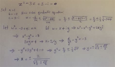 Difficult exam question - finding complex numbers from a quadratic