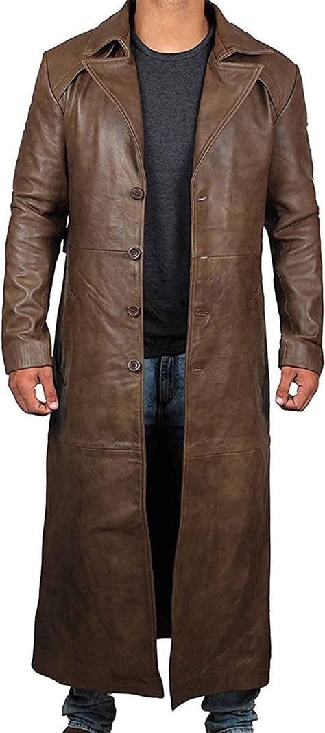 Mens Brown Leather Trench Coat Full Length Exquisite Craftsmanship Chersdelights Leather Apparel