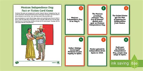 Mexican Independence Day Card Game Fact Fiction Twinkl