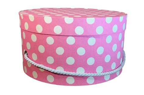 Small Hat Box In Pink And White Polka Dot Fabric Ready To Ship French