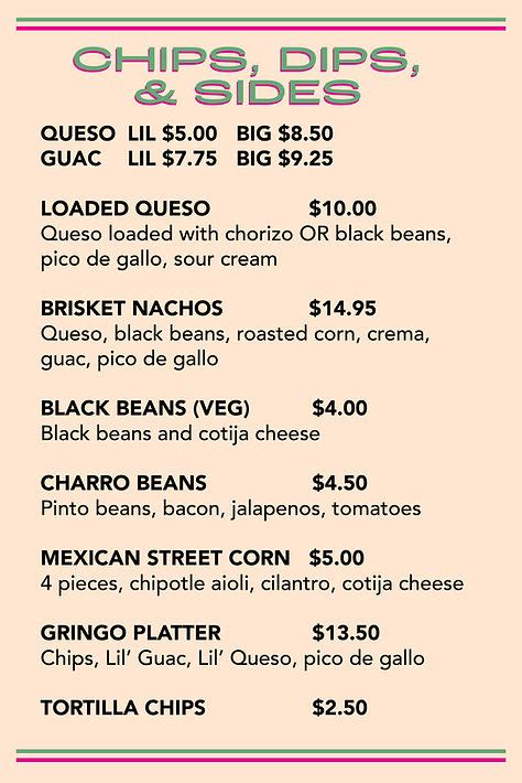 Menu | Gringo's Taco Shack