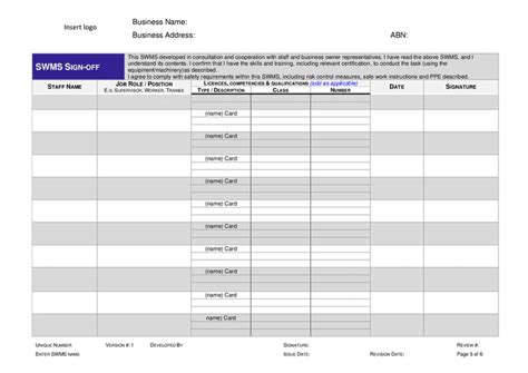 Safe Work Method Statement Swms Template In Word And Pdf Formats