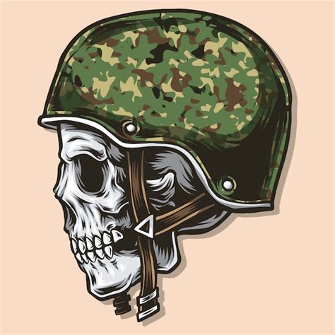 Premium Vector Skull With Army Helmet Vector