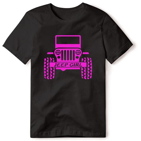 Jeep Girl Black T Shirt Four Wheel Covers