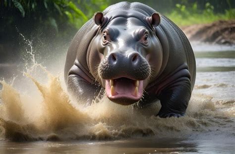 Premium Photo | Hippos attack Realistic images of wild animal attacks