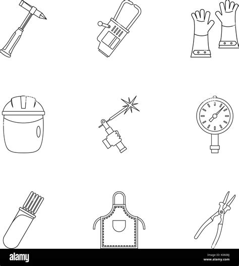 Welder Instrument Icon Set Outline Style Stock Vector Image Art Alamy