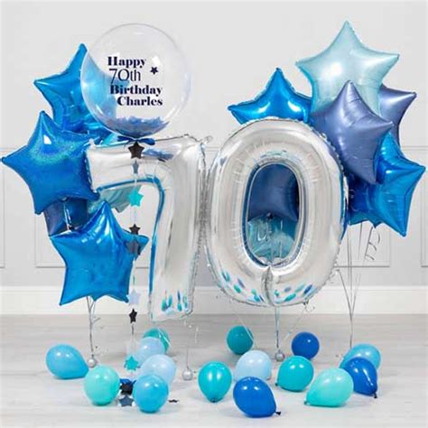 Party Balloon Bubble Balloon 70th Birthday Blue Star And Number