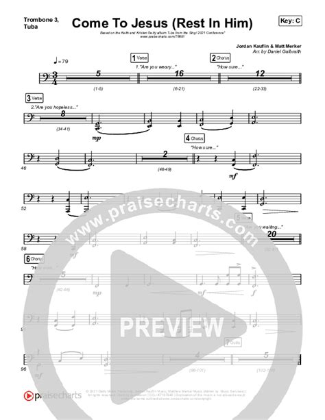 Come To Jesus Rest In Him Trombone Tuba Sheet Music Pdf Keith