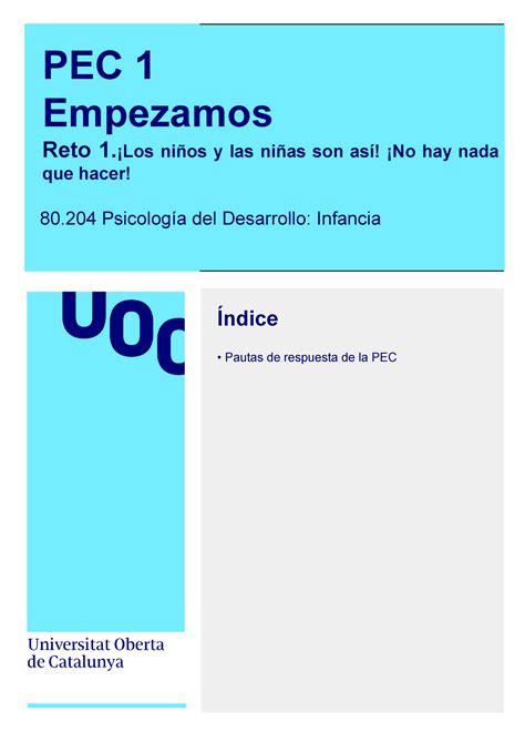 Solucion PEC 1 Solución PEC 1 PSICOLOGÍA DEL DESARROLLO I PEC 1