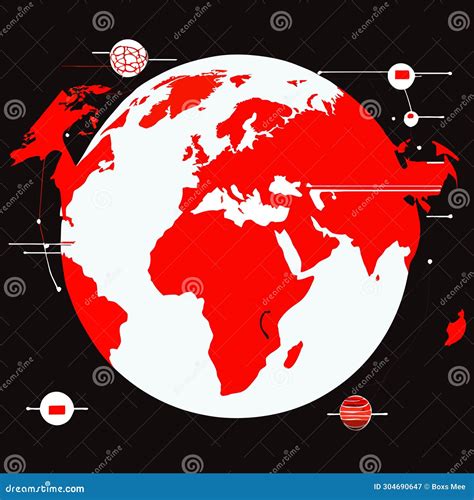 Illustration Of A Global Communication Concept With World Map On Black