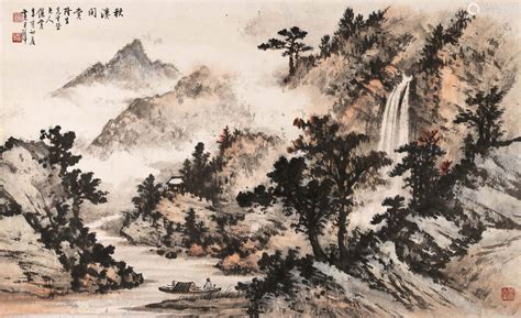 黄君璧（1898～1991） 秋溪间赏 镜心 设色纸本－【deal Price Picture】