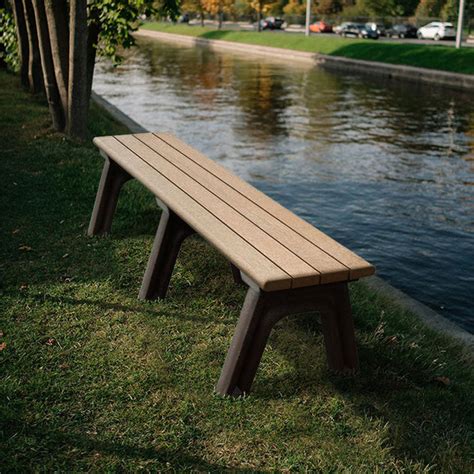 Backless Park Benches Flat Recycled Plastic Benches