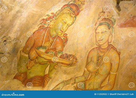 Sigiriya Frescos Sri Lanka Stock Photography Image