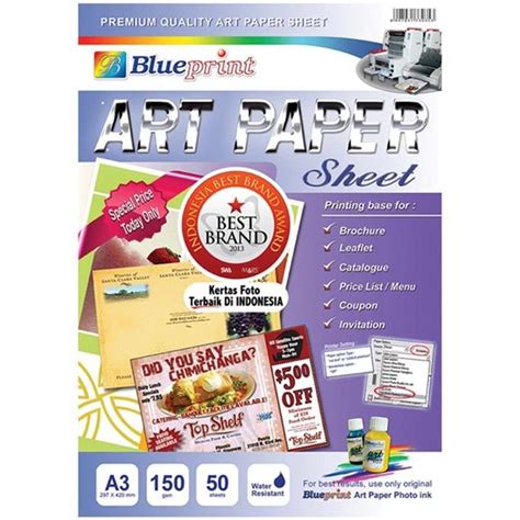 Jual Kertas Artpaper Art Paper Blueprint Blue Print A3 150 Gsm Isi 50