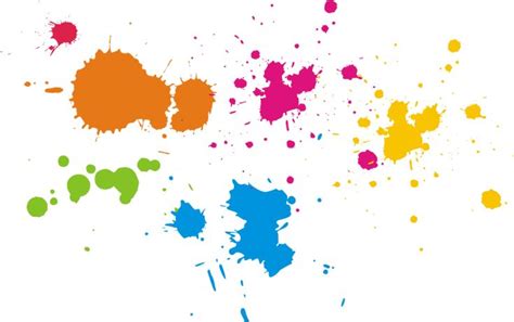 Colorful Ink Splatters On White Paper