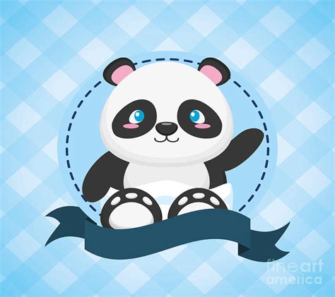 Cute Panda Waving Digital Art by Noirty Designs - Pixels