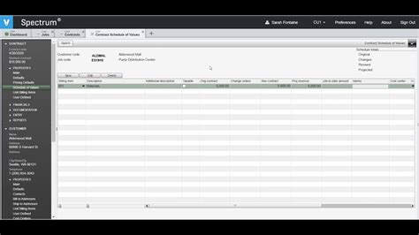 Spectrum Construction Software Accounts Receivable Schedule Of Values Without Subtotal