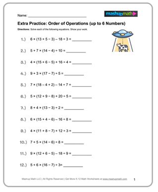 Free Th Grade Math Worksheetsprintable W Answers Mashup Math